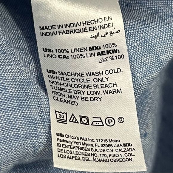 Chico’s 100% Linen Button Down Shirt Size 1P - Picture 4 of 5